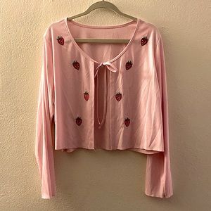 Adorable strawberry cropped sweater